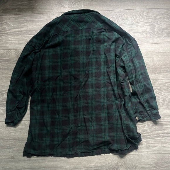 Superdown Revolve Green Blue Plaid Long Sleeve Button Down Flannel Shirt Size S - Picture 5 of 8